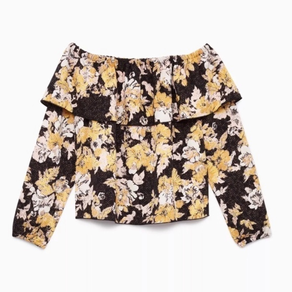 WILFRED | Morel Floral Off Shoulder Blouse Size XS Aritzia